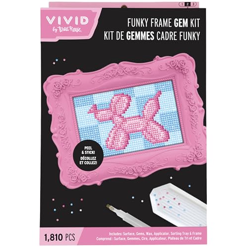 Vivid by Brea Reese Balloon Dog Gem Art Kit - Funky Frame, 1800 Gems, Peel & Stick Craft