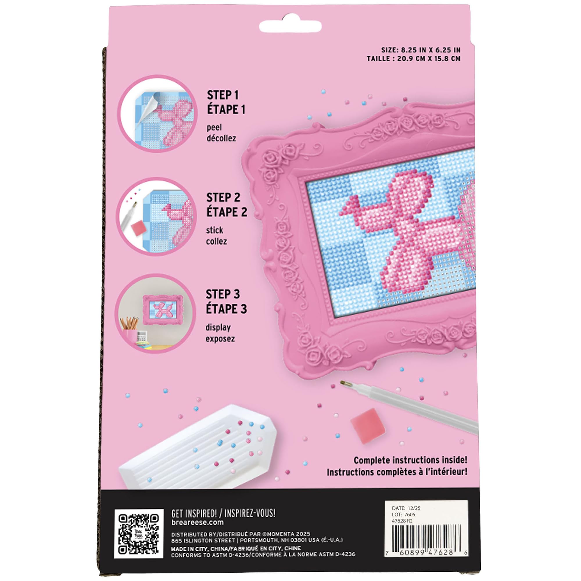 Vivid by Brea Reese Balloon Dog Gem Art Kit - Funky Frame, 1800 Gems, Peel & Stick Craft