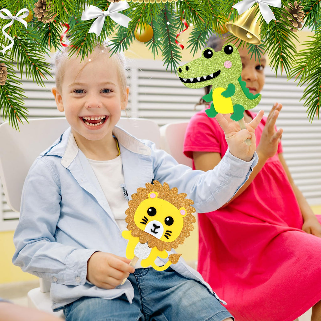 VKPI 6 Popstick Puppets Craft Kit – Foam Animal Puppets for Kids, Ages 4+