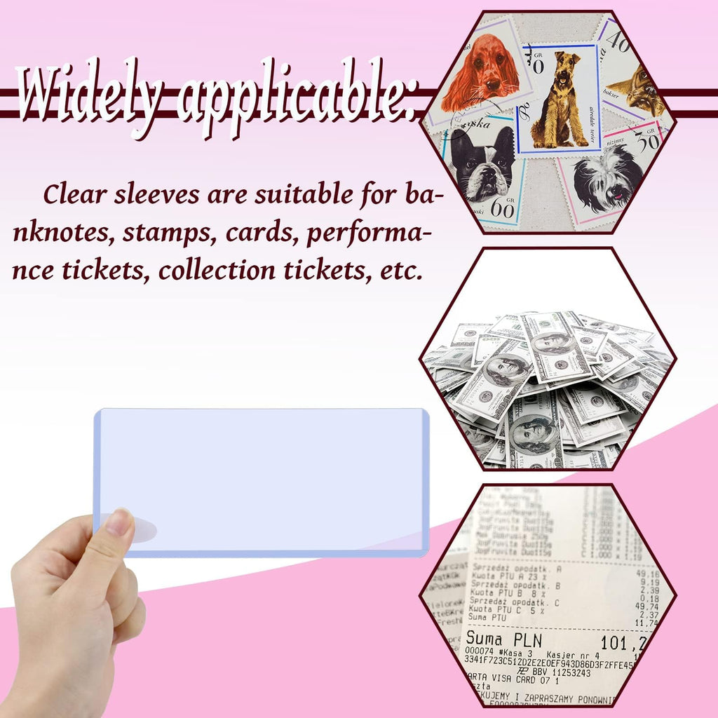 Vmiapxo 50 Pack Dollar Bill Sleeves - Clear Hard Plastic Currency Holders, Waterproof Top-Load Sleeves for Standard Bills and Collectibles