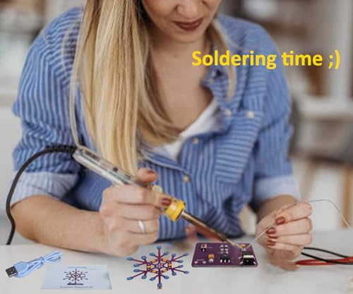 VOGURTIME Snowflake Soldering Practice Kit – 24 LEDs with 6 Flashing Effects, STEM DIY Electronics Project for Beginners
