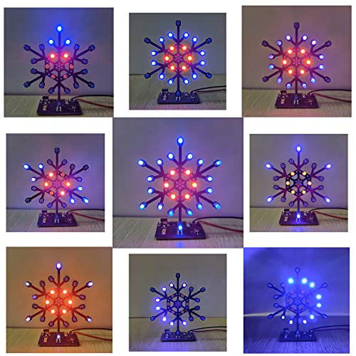 VOGURTIME Snowflake Soldering Practice Kit – 24 LEDs with 6 Flashing Effects, STEM DIY Electronics Project for Beginners