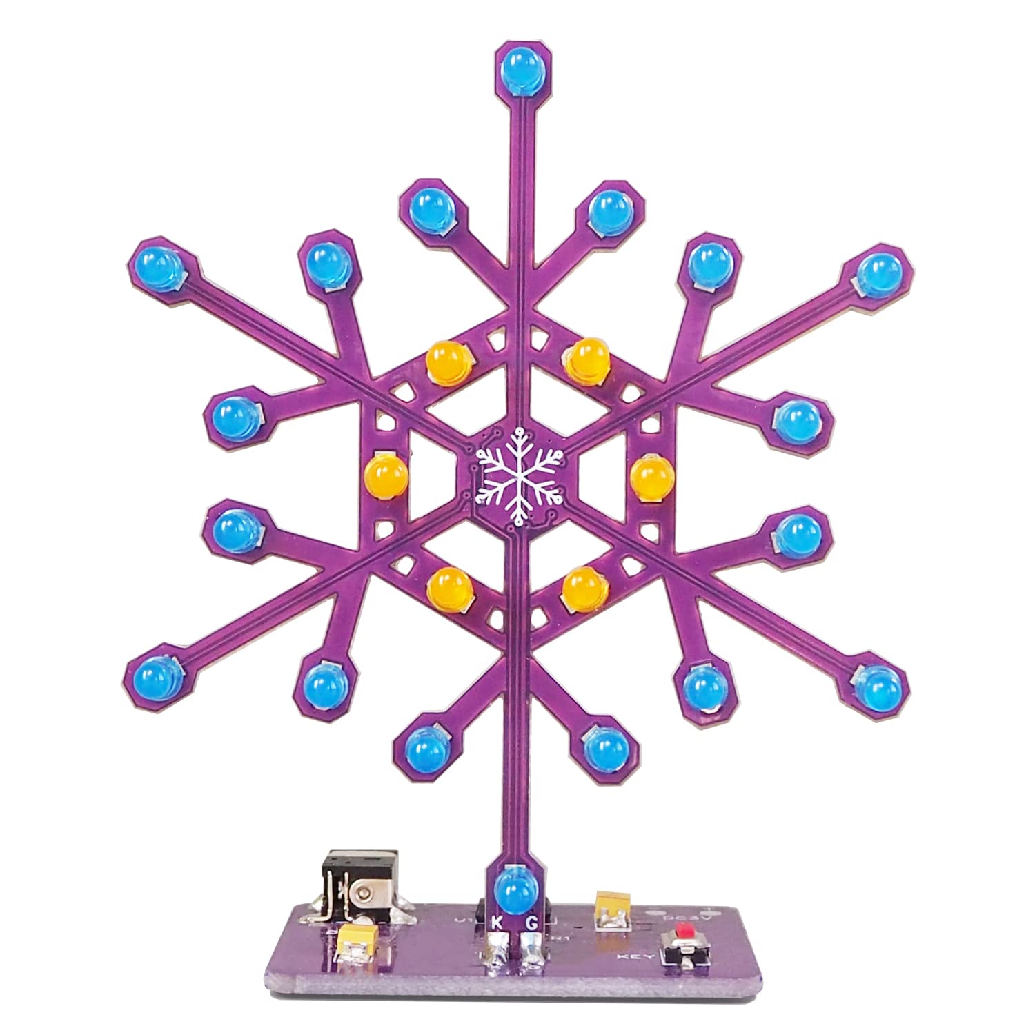 VOGURTIME Snowflake Soldering Practice Kit – 24 LEDs with 6 Flashing Effects, STEM DIY Electronics Project for Beginners
