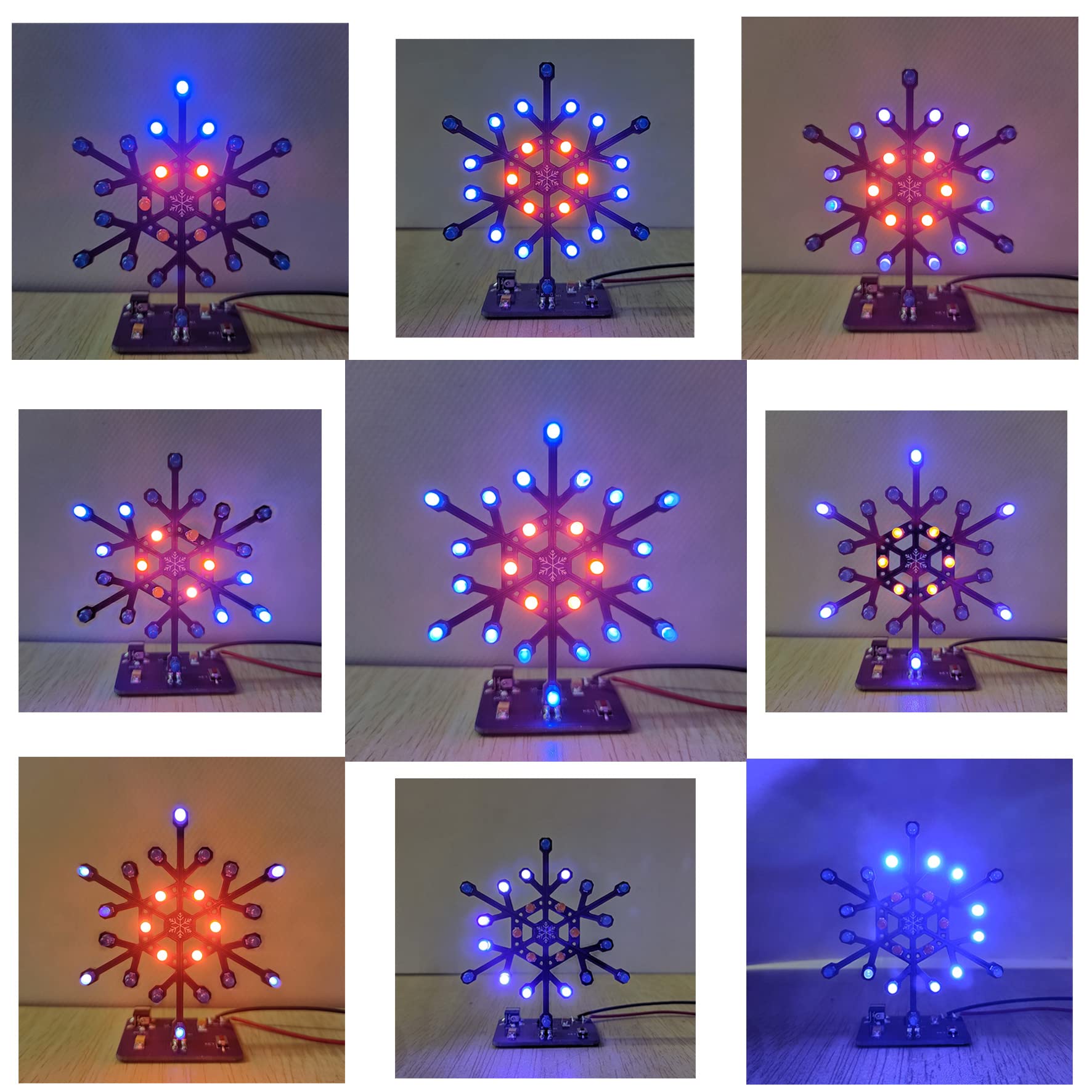 VOGURTIME Snowflake Soldering Practice Kit – 24 LEDs with 6 Flashing Effects, STEM DIY Electronics Project for Beginners