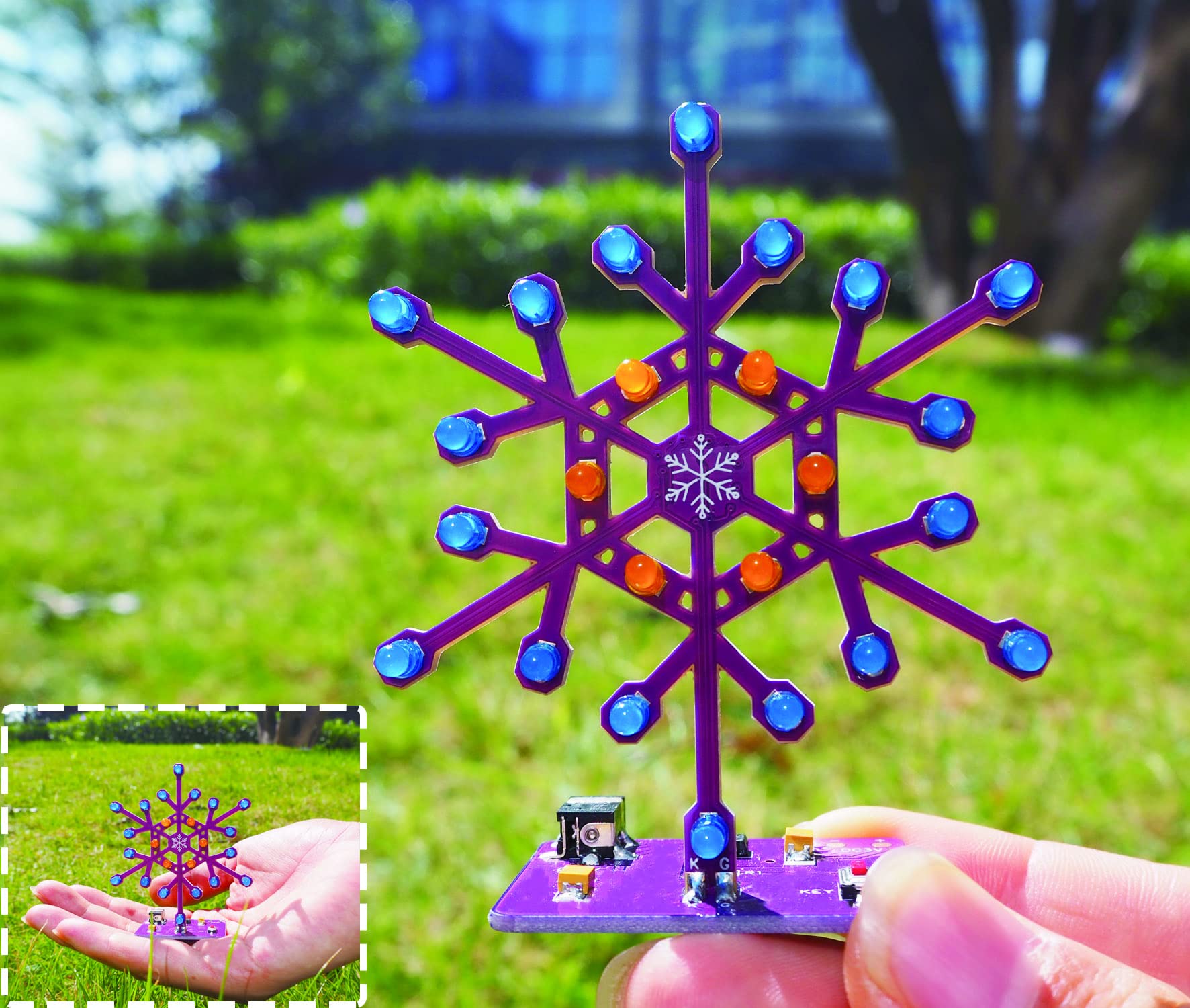 VOGURTIME Snowflake Soldering Practice Kit – 24 LEDs with 6 Flashing Effects, STEM DIY Electronics Project for Beginners
