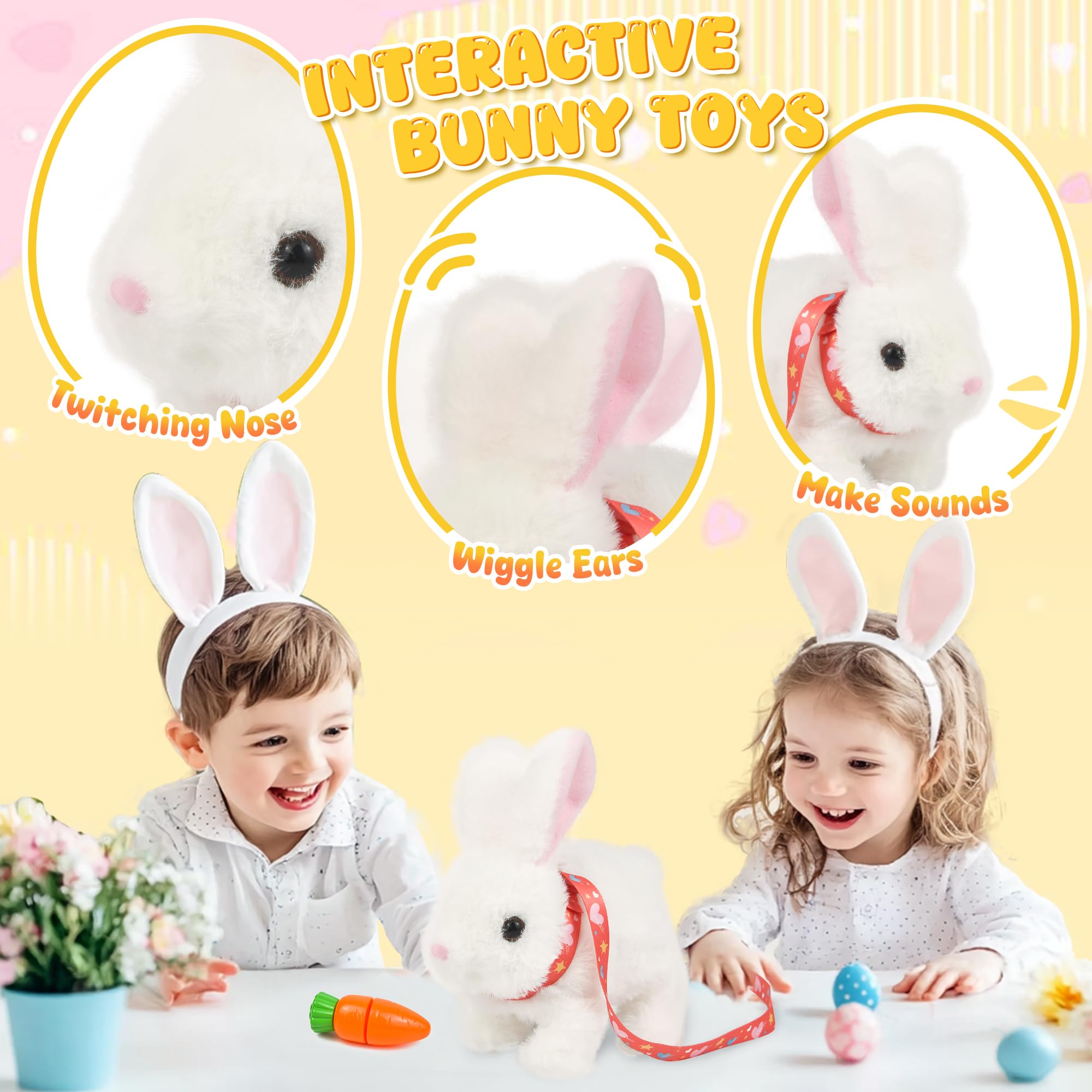 Voichic Bunby Interactive Robot Bunny - Hopping Plush Toy with Sounds and Ear Wiggling for Toddlers