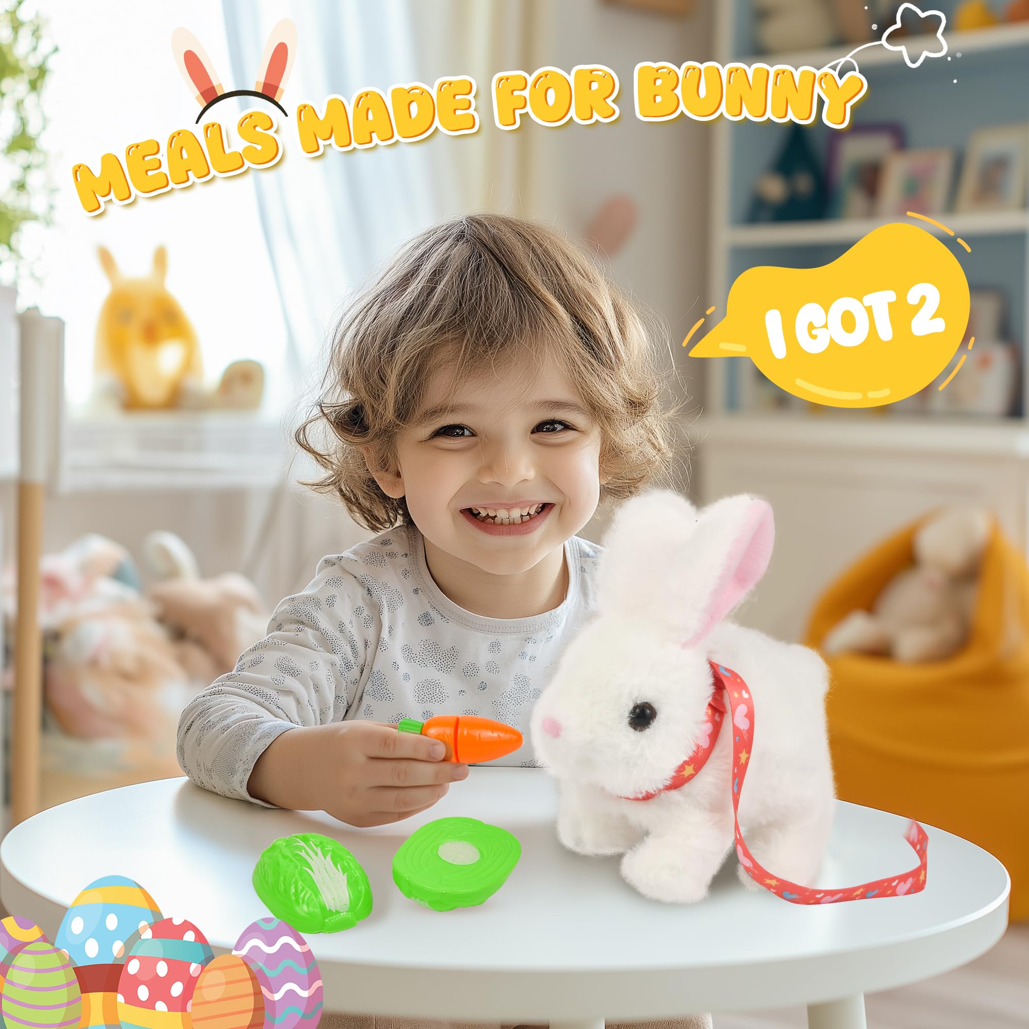 Voichic Bunby Interactive Robot Bunny - Hopping Plush Toy with Sounds and Ear Wiggling for Toddlers