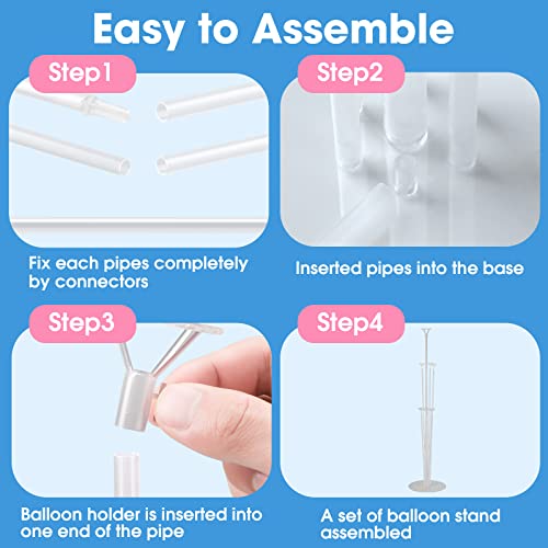 Voircoloria 2 Sets Balloon Stand Kit – Table Balloon Holder with PVC Base for Birthday, Graduation, Baby Shower & Gender Reveal Parties