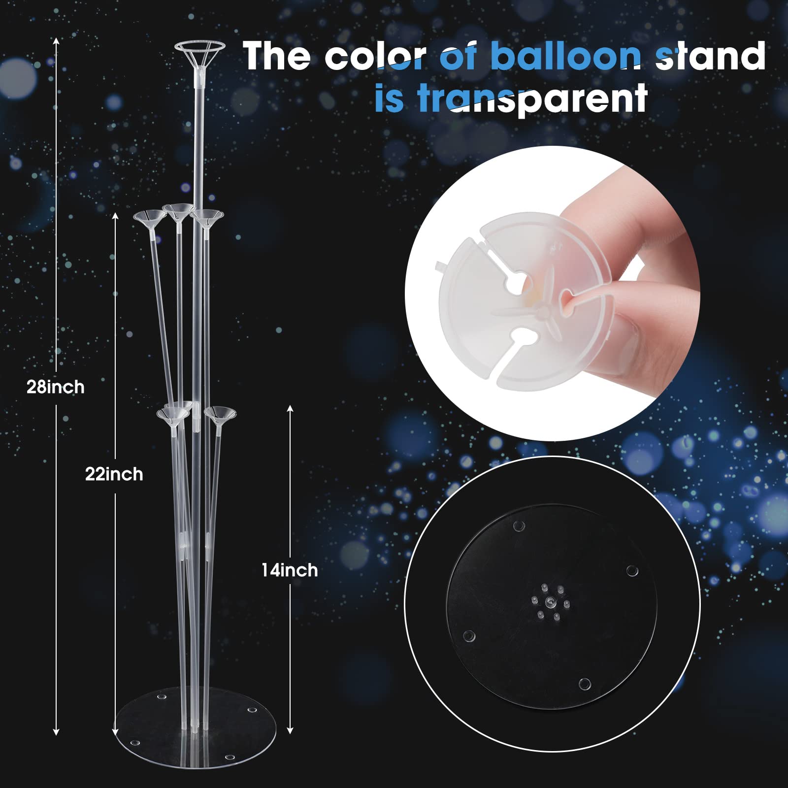 Voircoloria 2 Sets Balloon Stand Kit – Table Balloon Holder with PVC Base for Birthday, Graduation, Baby Shower & Gender Reveal Parties