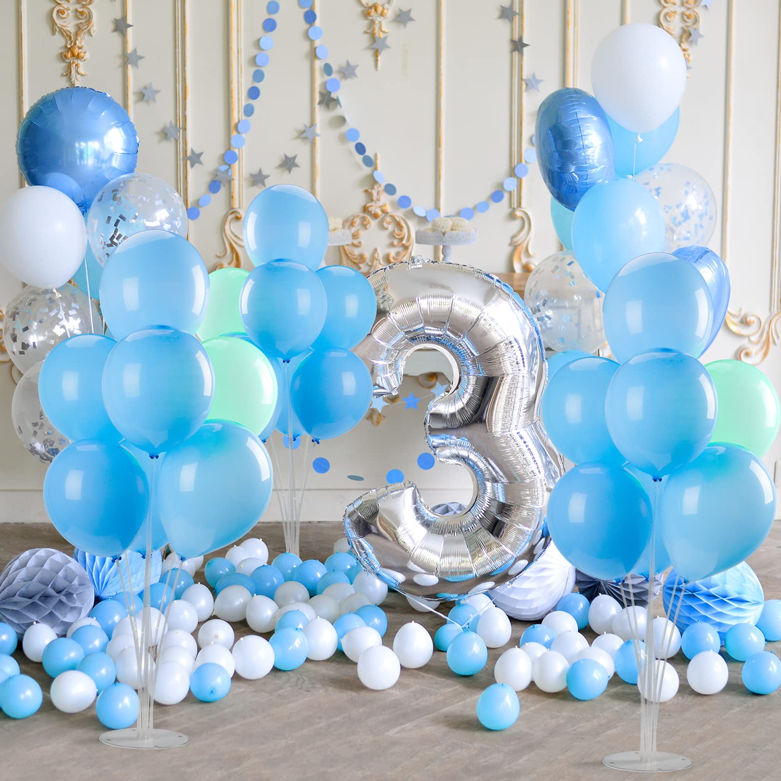 Voircoloria 2 Sets Balloon Stand Kit – Table Balloon Holder with PVC Base for Birthday, Graduation, Baby Shower & Gender Reveal Parties