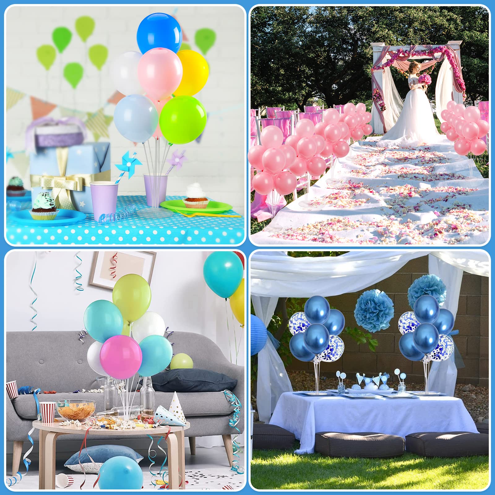 Voircoloria 2 Sets Balloon Stand Kit – Table Balloon Holder with PVC Base for Birthday, Graduation, Baby Shower & Gender Reveal Parties