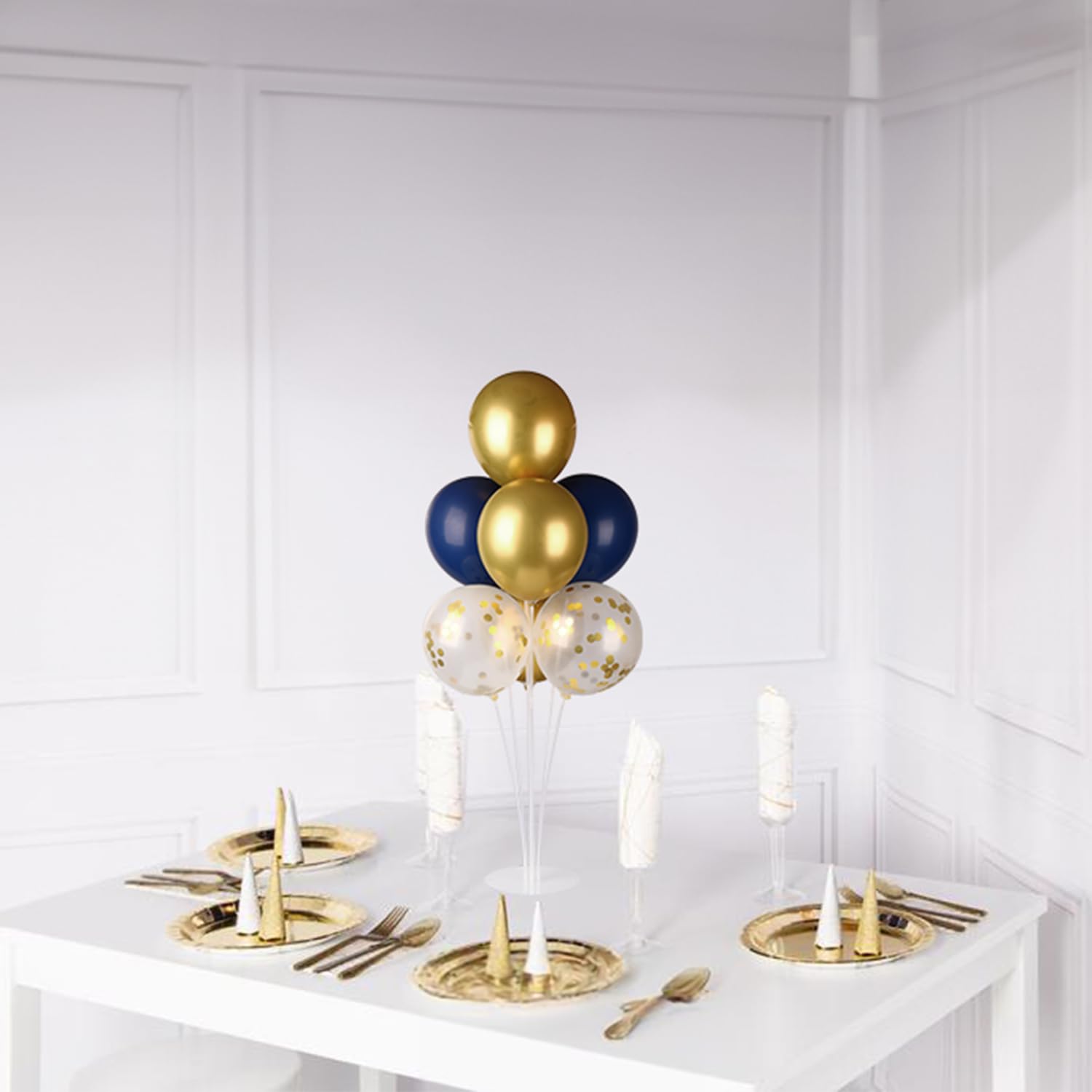Voircoloria Balloon Stand Kit 4 Sets Navy Gold Party Decorations