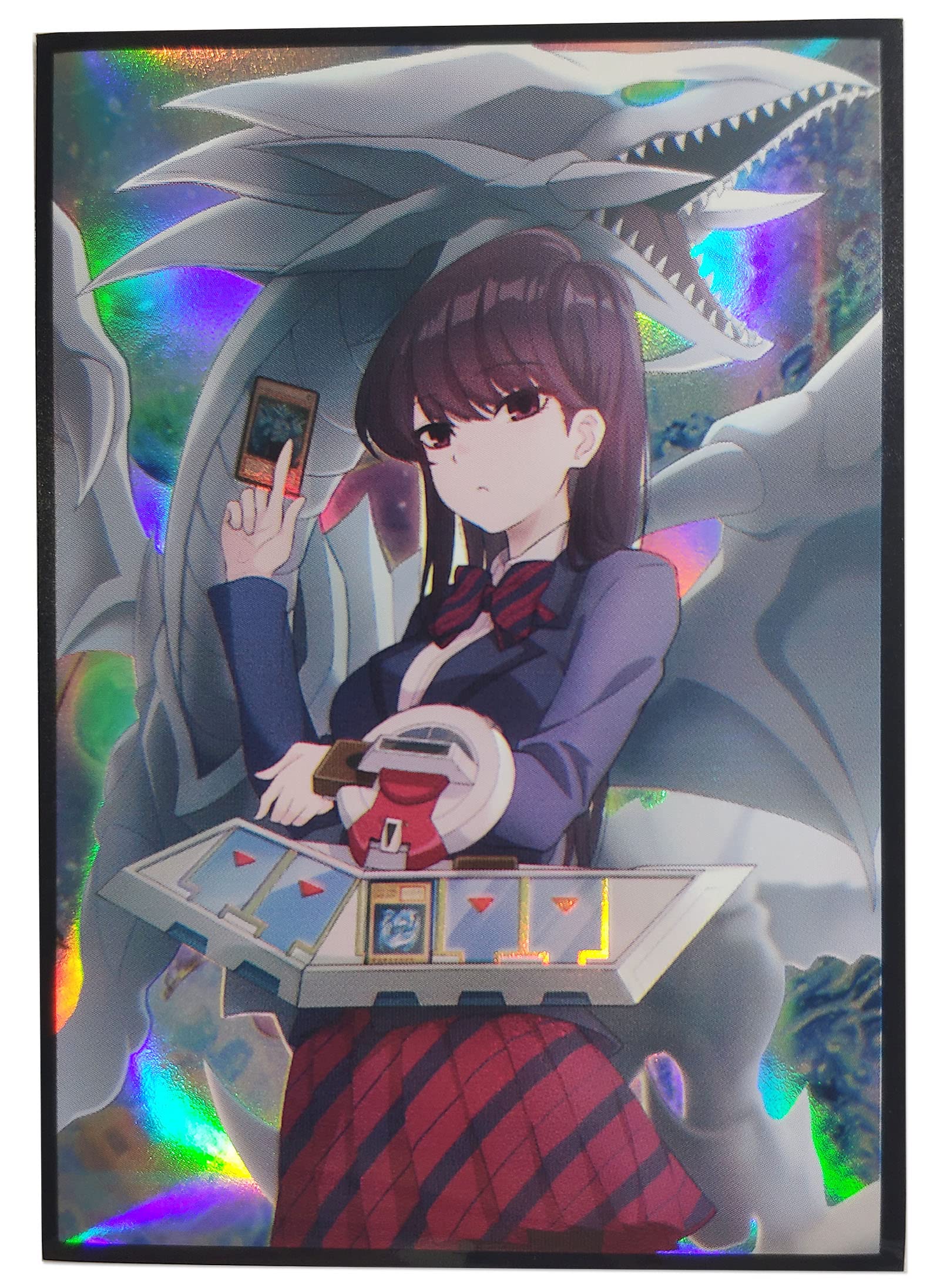 Volcanic Island 50-Pack Holographic Blue-Eyes White Dragon Top-Loading Card Sleeves for Yu-Gi-Oh and Japanese-Size Cards (63x90mm)