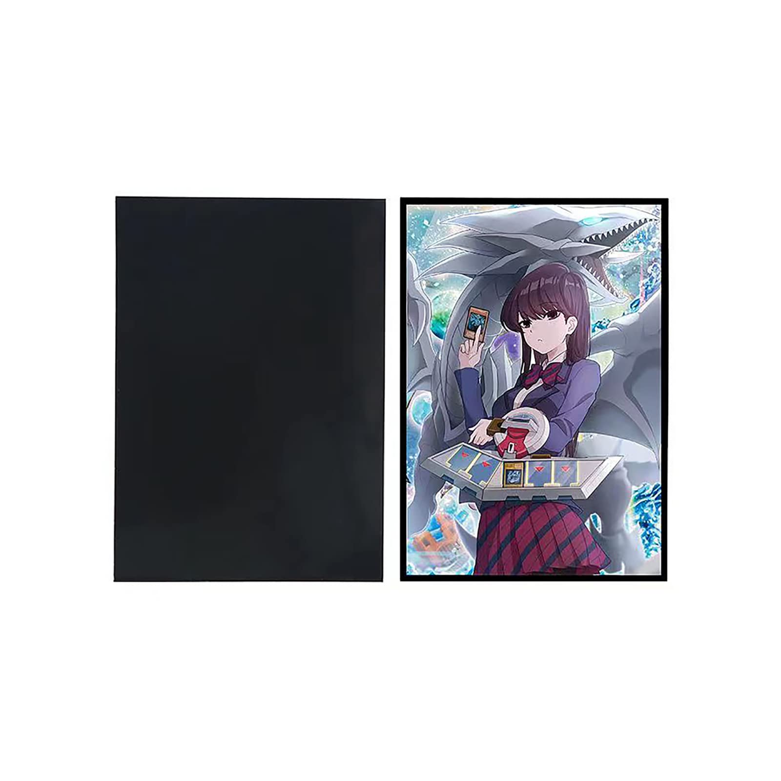 Volcanic Island 50-Pack Holographic Blue-Eyes White Dragon Top-Loading Card Sleeves for Yu-Gi-Oh and Japanese-Size Cards (63x90mm)