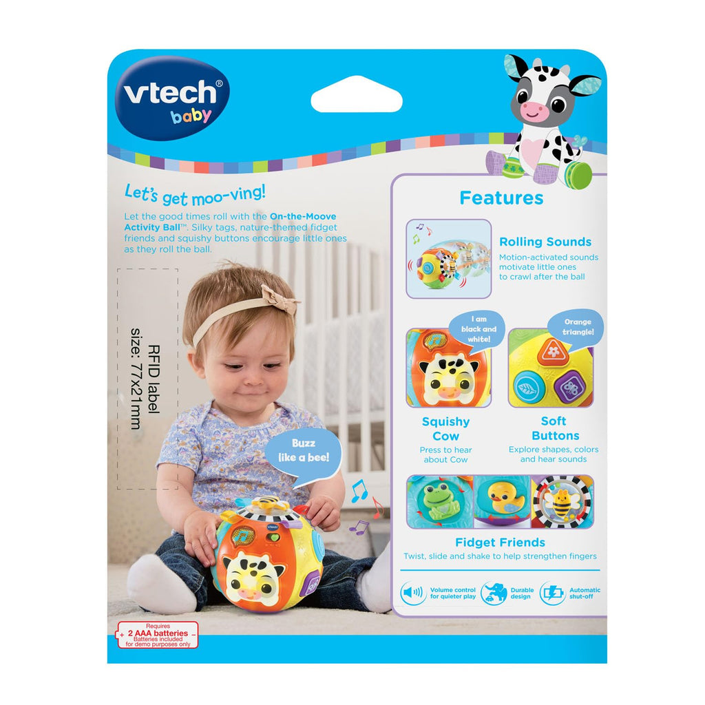 VTech Baby On-the-Moove Activity Ball – Motion-Activated Crawling Toy with Textures and Sounds, Orange