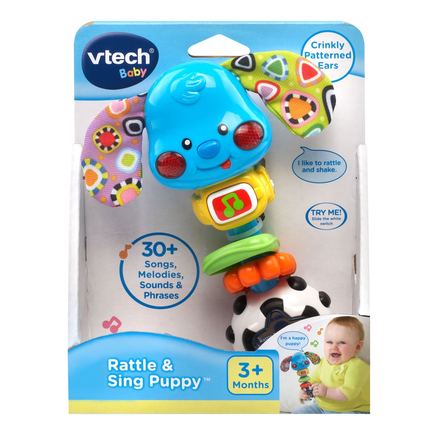 VTech Baby Rattle and Sing Puppy - Interactive Toy with Lights, Songs, and Textured Rings