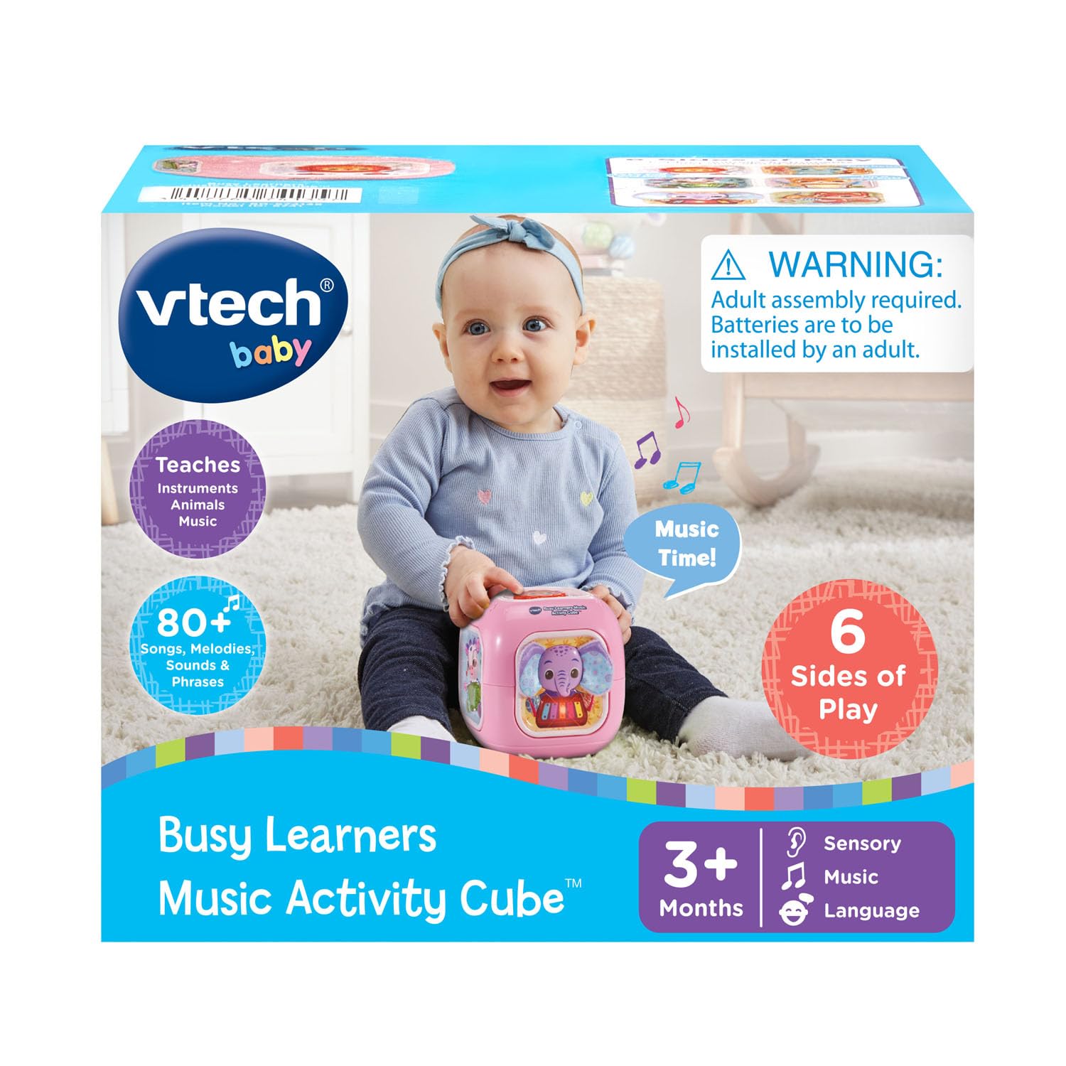 VTech Busy Learners Music Activity Cube, Pink - Musical Toy for Babies 3+ Months