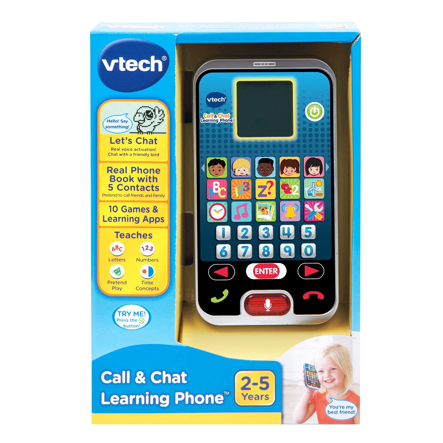 VTech Call and Chat Learning Phone – Pretend Smart Toy for Kids 2-5 with Voice Activation
