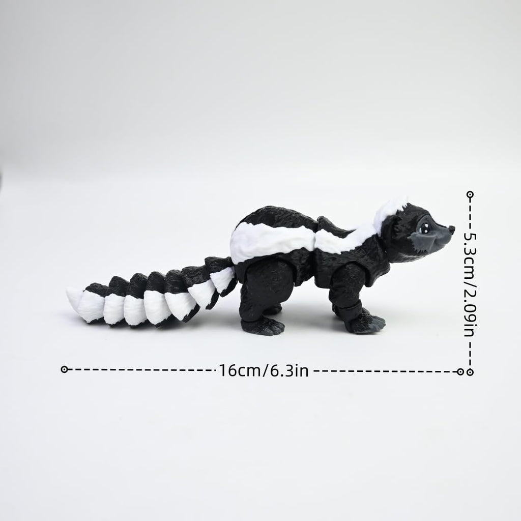 VUNDO 3D Printed Articulated Skunk Fidget Toy – 6-Inch Grey Flexible Desk Decoration