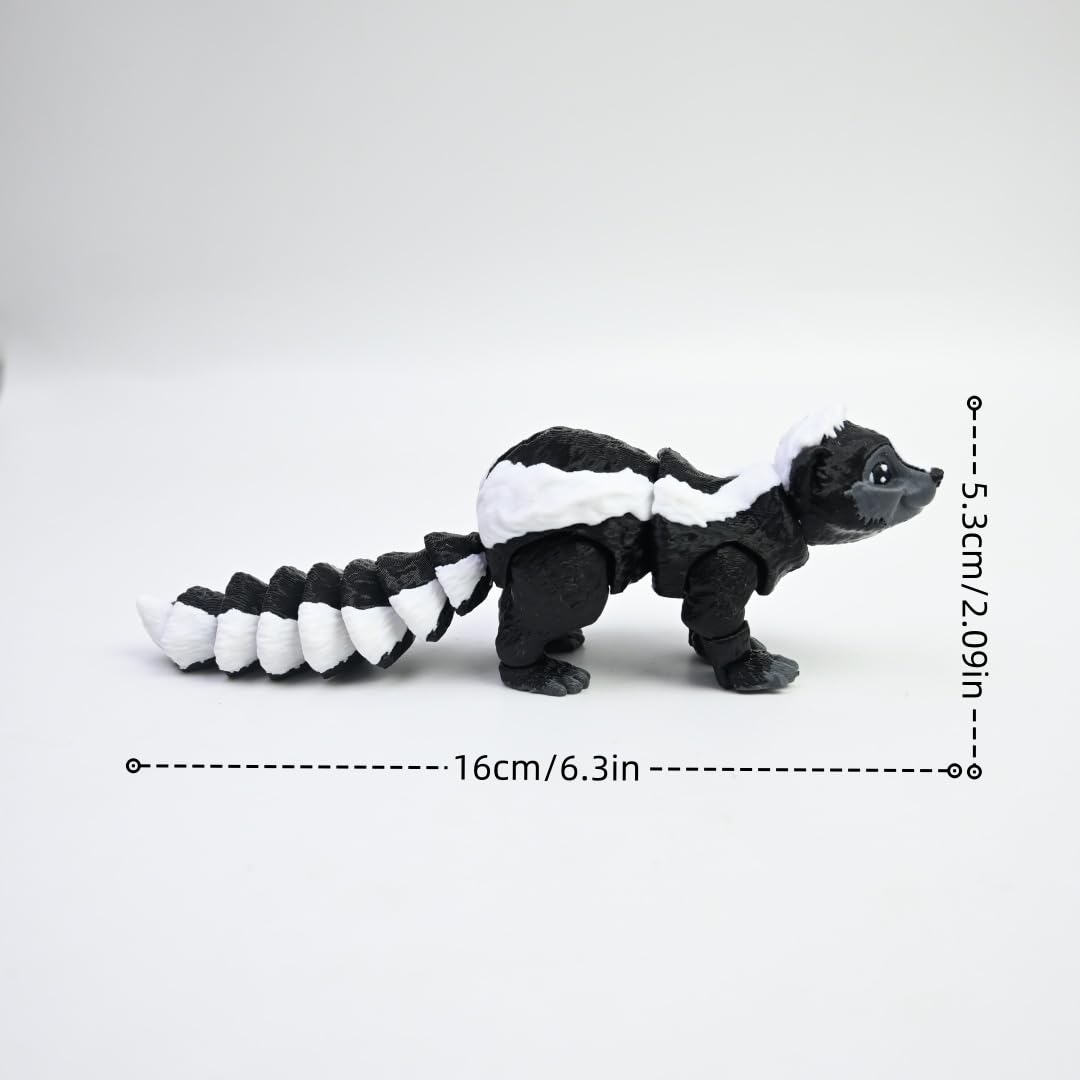 VUNDO 3D Printed Articulated Skunk Fidget Toy – 6-Inch Grey Flexible Desk Decoration