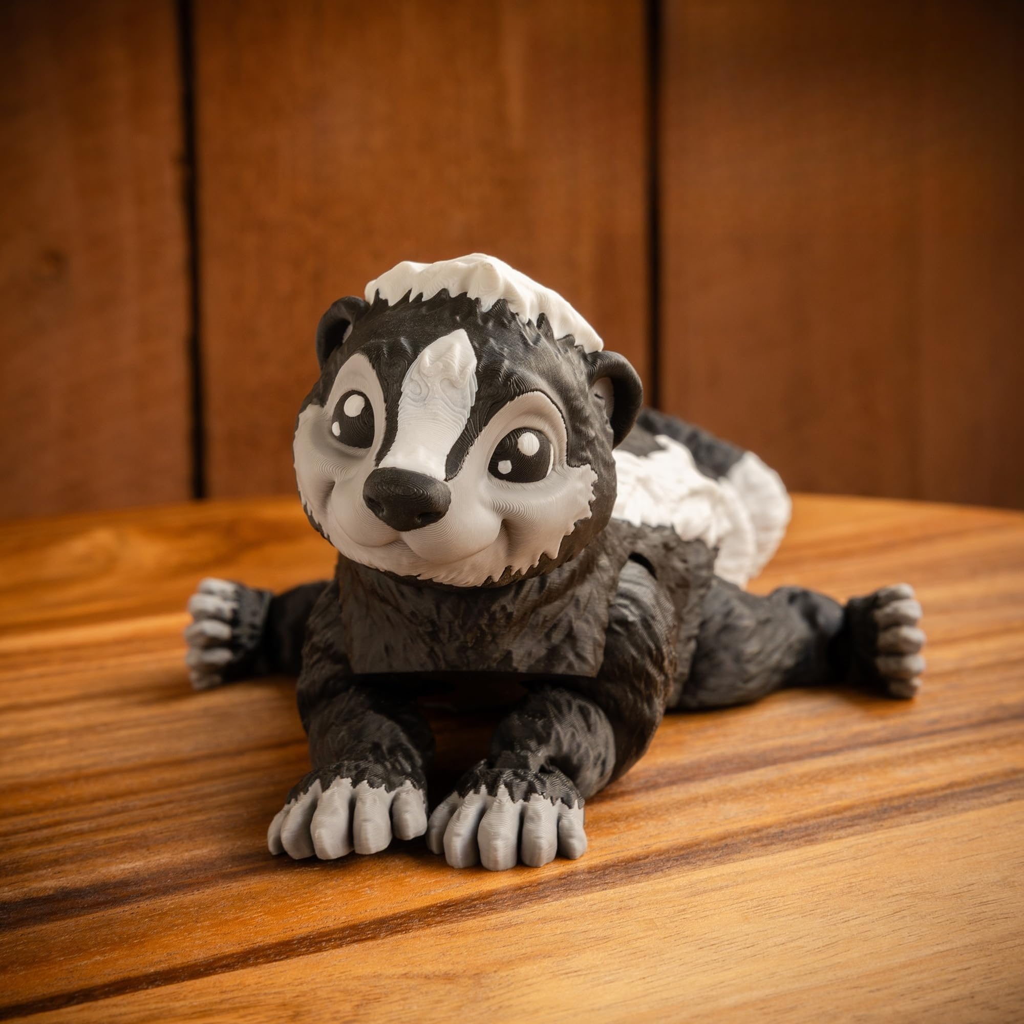 VUNDO 3D Printed Articulated Skunk Fidget Toy – 6-Inch Grey Flexible Desk Decoration