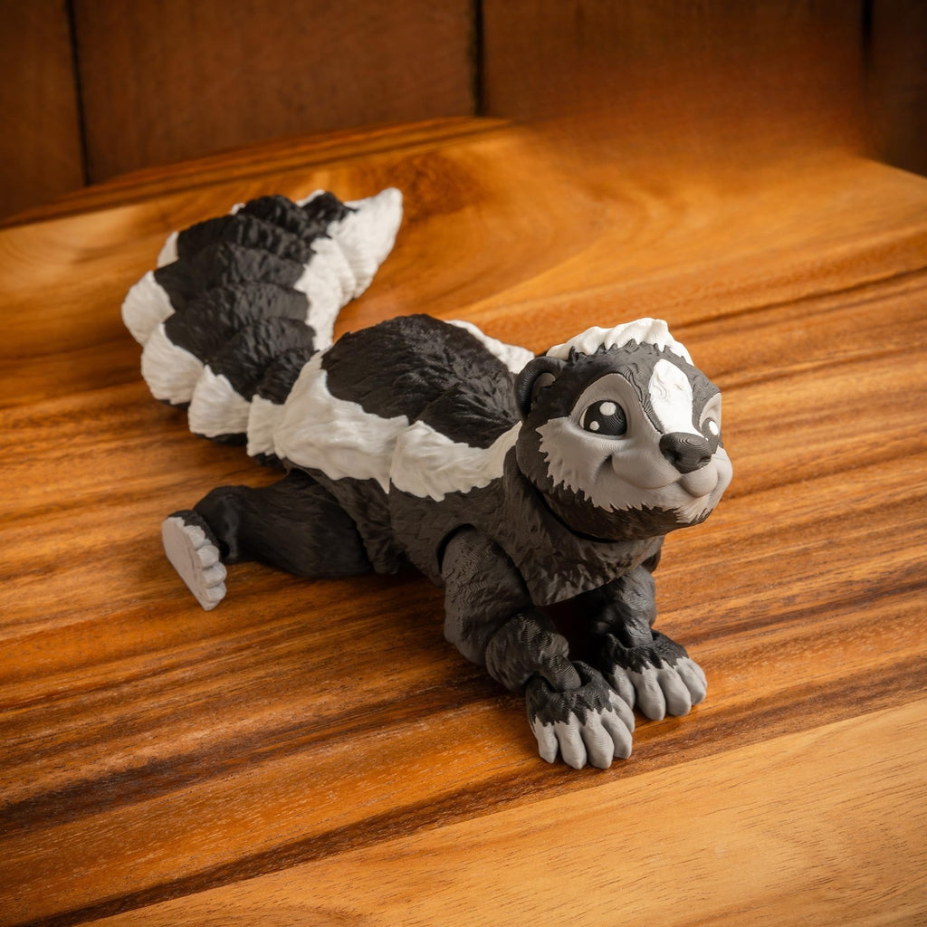 VUNDO 3D Printed Articulated Skunk Fidget Toy – 6-Inch Grey Flexible Desk Decoration