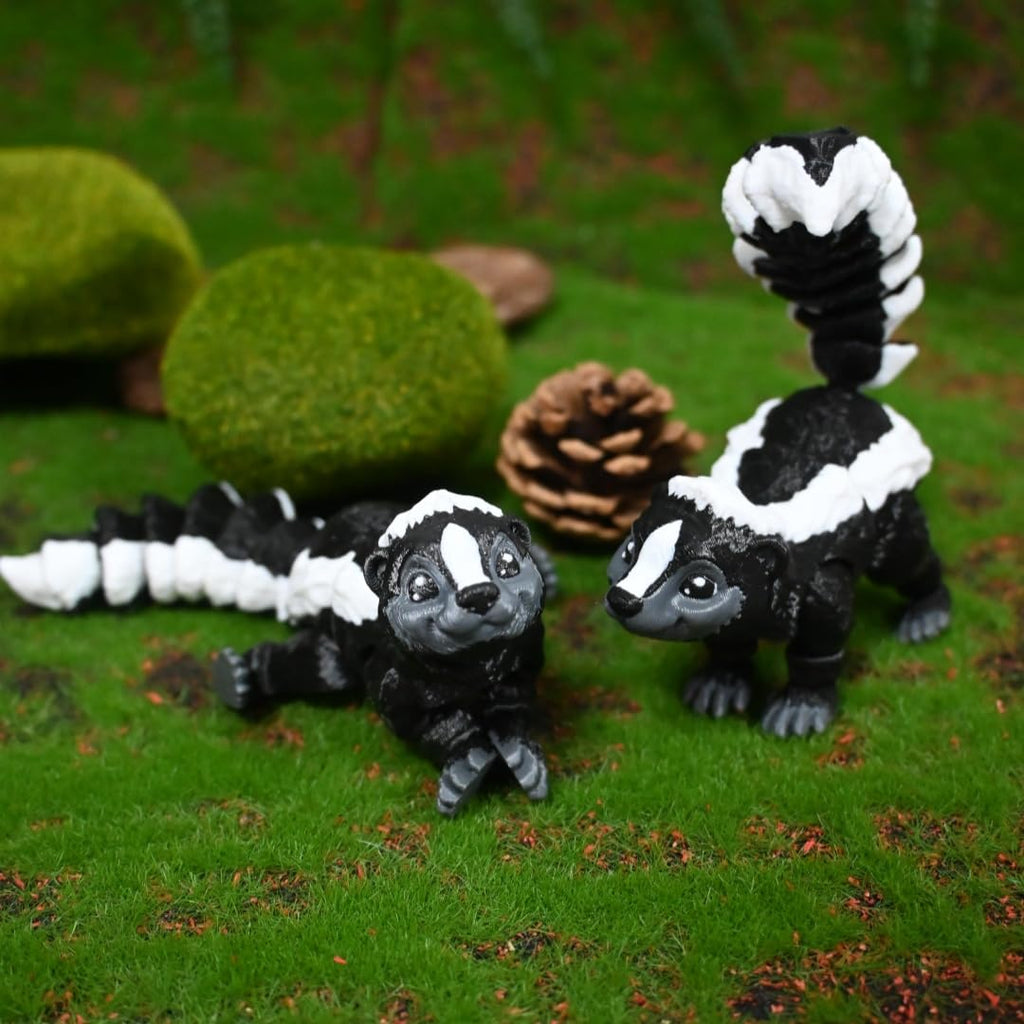 VUNDO 3D Printed Articulated Skunk Fidget Toy – 6-Inch Grey Flexible Desk Decoration