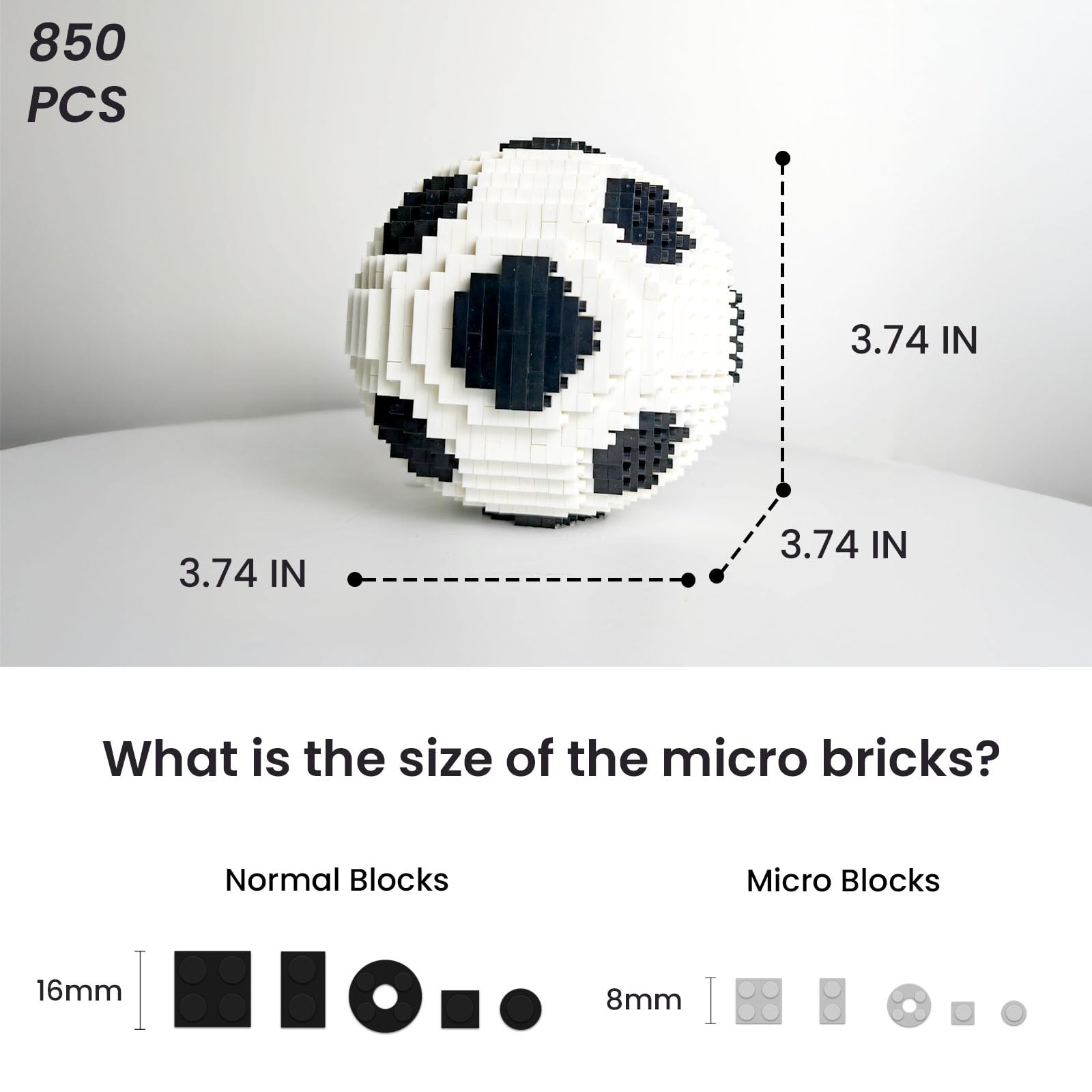 Vziimo Soccer Building Set for Adults – 850-Piece Black & White Ball Model Kit for Teens and Soccer Fans