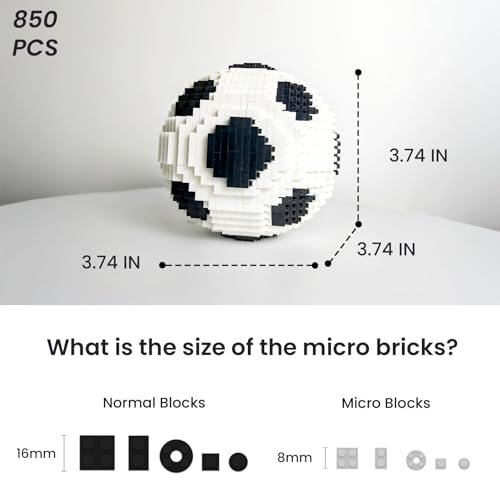 Vziimo Soccer Building Set for Adults – 850-Piece Black & White Ball Model Kit for Teens and Soccer Fans