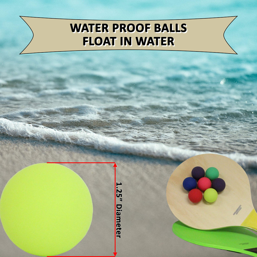 W4W Beach Paddle Ball Replacement Balls – Set of 7, Waterproof, Low Resilience, 1.25 Inch Diameter