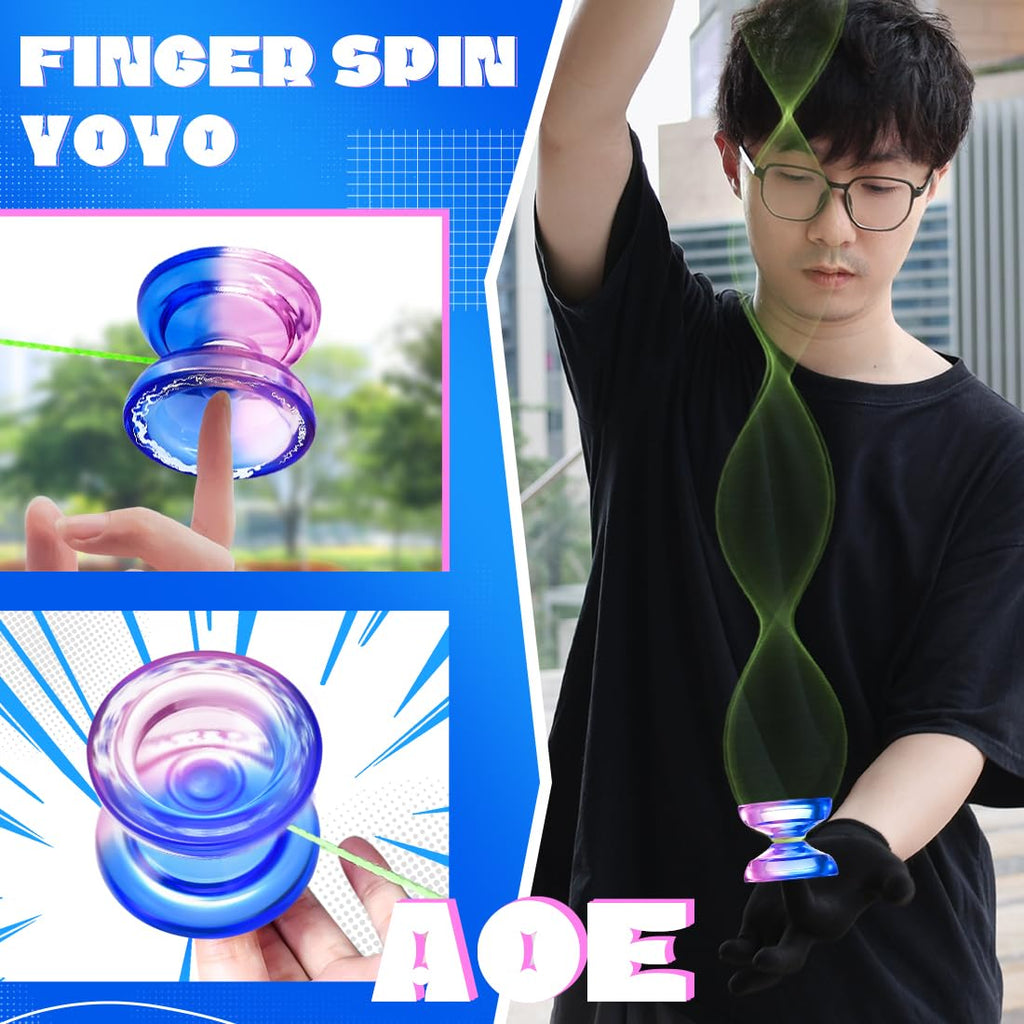 Wabesmanis AOE Responsive & Unresponsive Yoyo – Beginner to Pro, with Finger Spin, 10 Strings, Bearing Tool