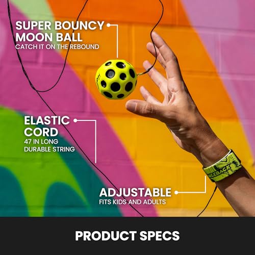 Waboba Bounceback Returning Moon Ball – Hyper-Bouncy Ball Returns to You, 49g, Yellow, Ages 8+