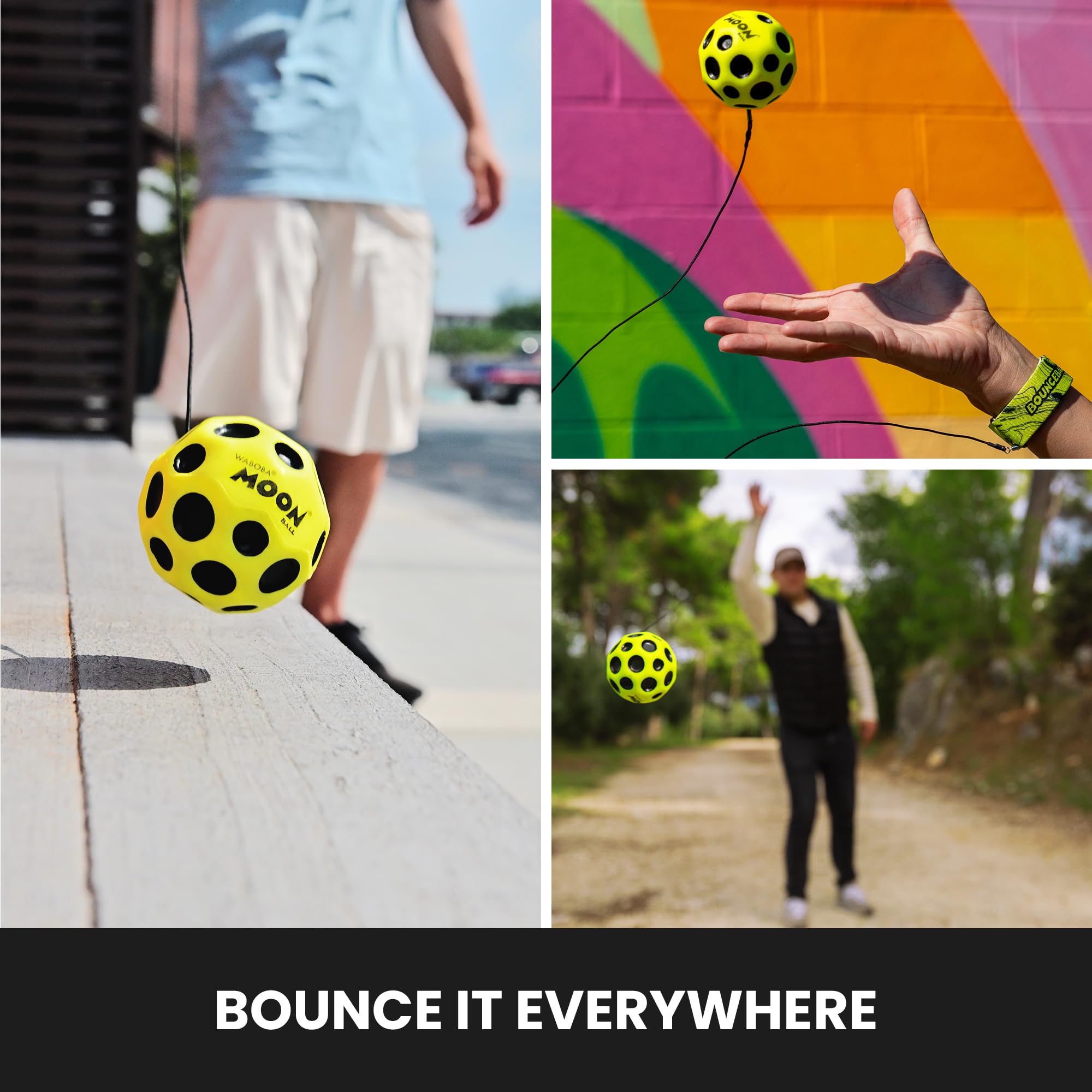 Waboba Bounceback Returning Moon Ball – Hyper-Bouncy Ball Returns to You, 49g, Yellow, Ages 8+