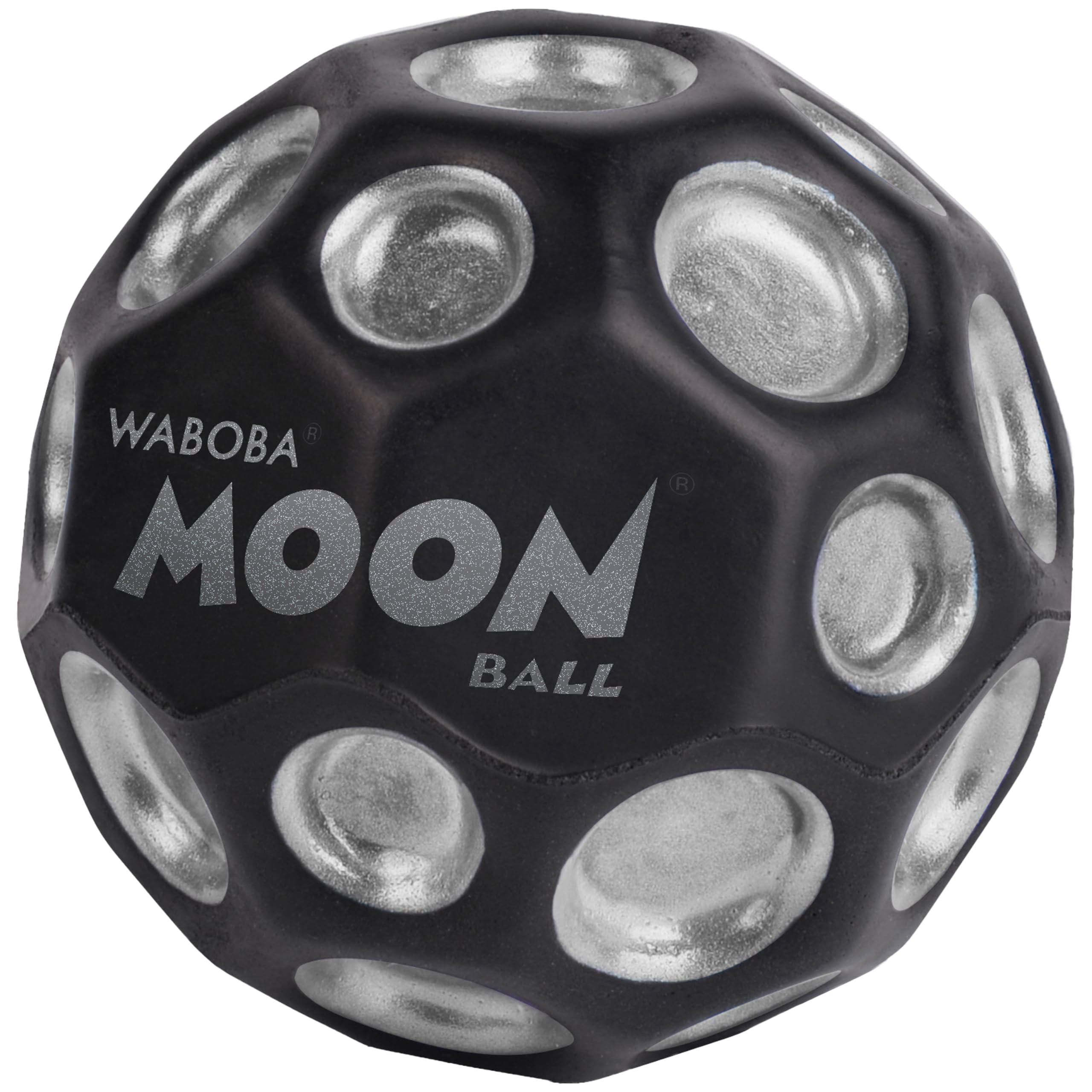 Waboba Moon Ball - Hyper Bouncy Ball with Pop Sound - Black/Silver