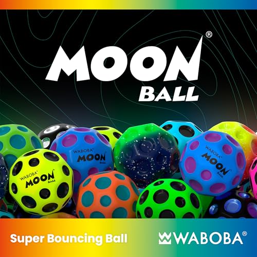 Waboba Moon Ball - Hyper Bouncy Ball with Pop Sound - Black/Silver