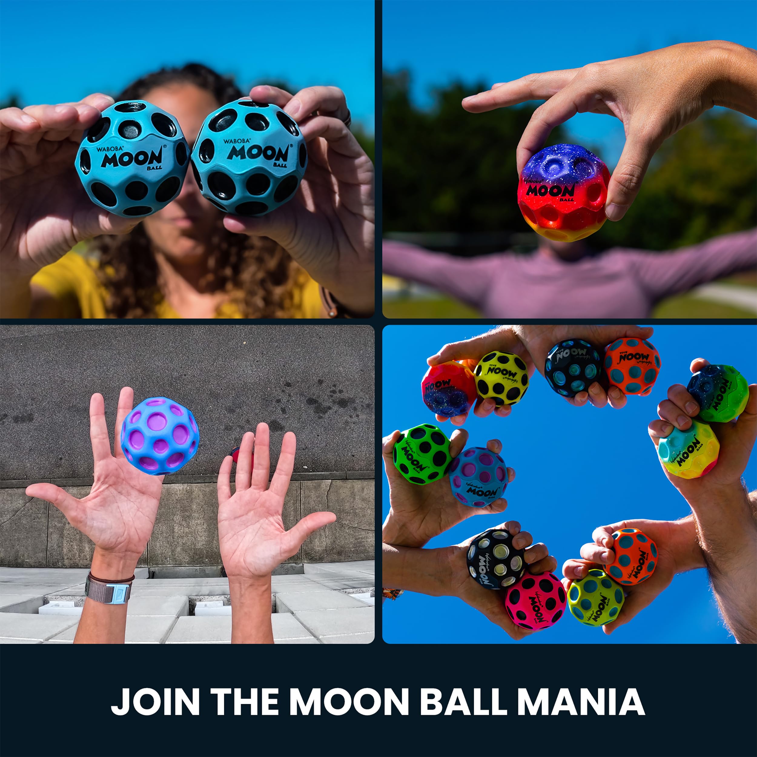 Waboba Moon Ball Rainbow – Super High Bouncy Ball with Zero Gravity Foam & Pop Sound for All Ages