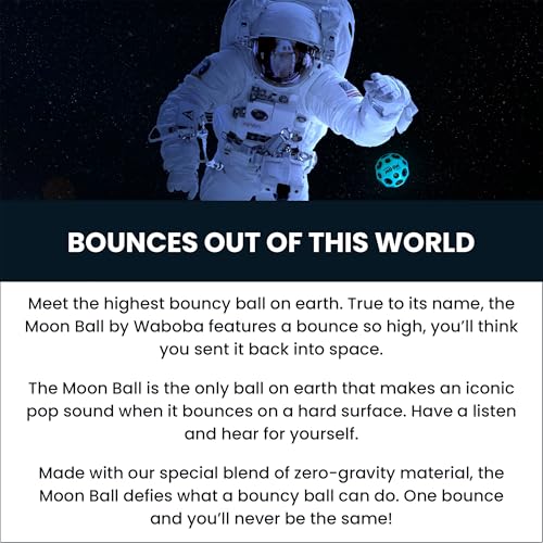 Waboba Moon Ball Rainbow – Super High Bouncy Ball with Zero Gravity Foam & Pop Sound for All Ages