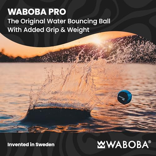 Waboba Pro Water Skipping Ball – Blue Waves, 2.2-Inch Bouncing Ball for Pool and Beach