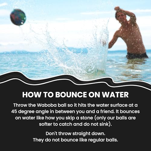 Waboba Pro Water Skipping Ball – Colorful Lines, 2.2-Inch, for Beach and Pool Games