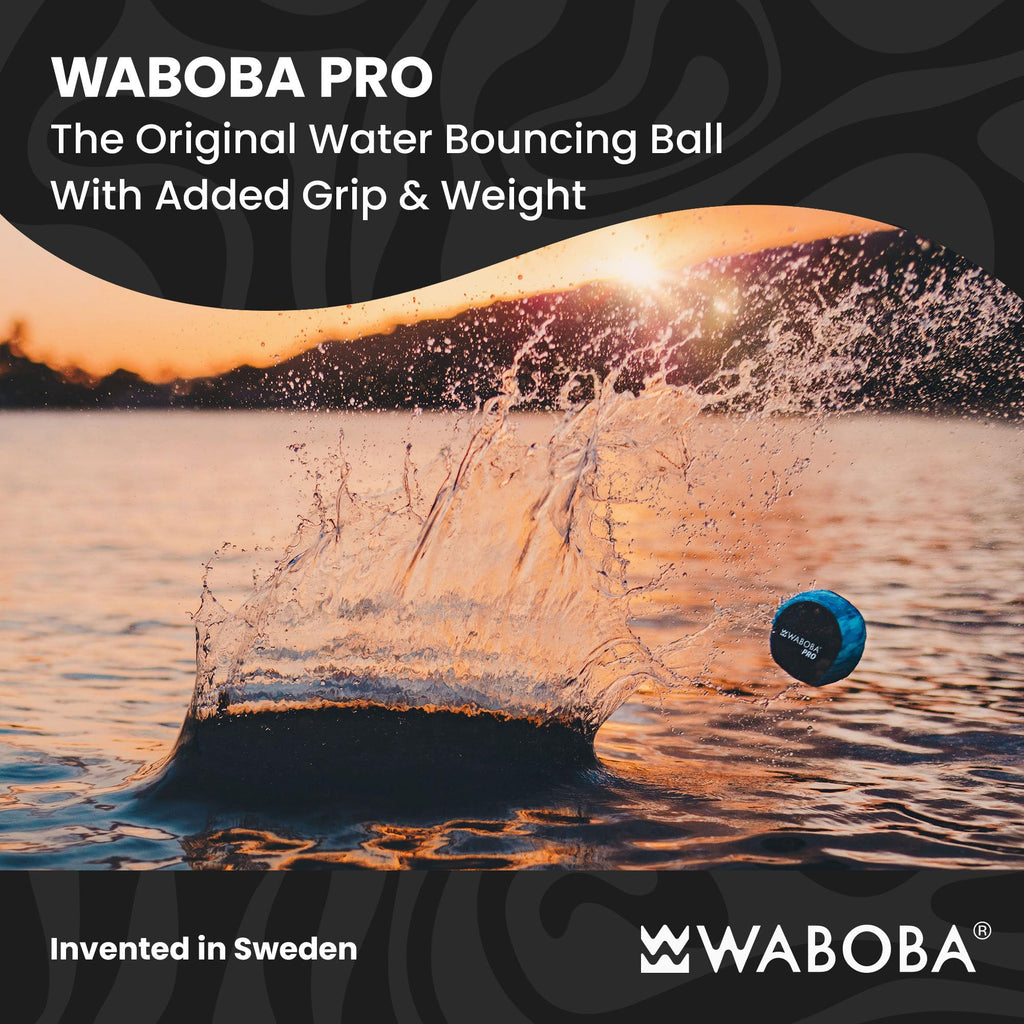 Waboba Pro Water Skipping Ball – Colorful Lines, 2.2-Inch, for Beach and Pool Games