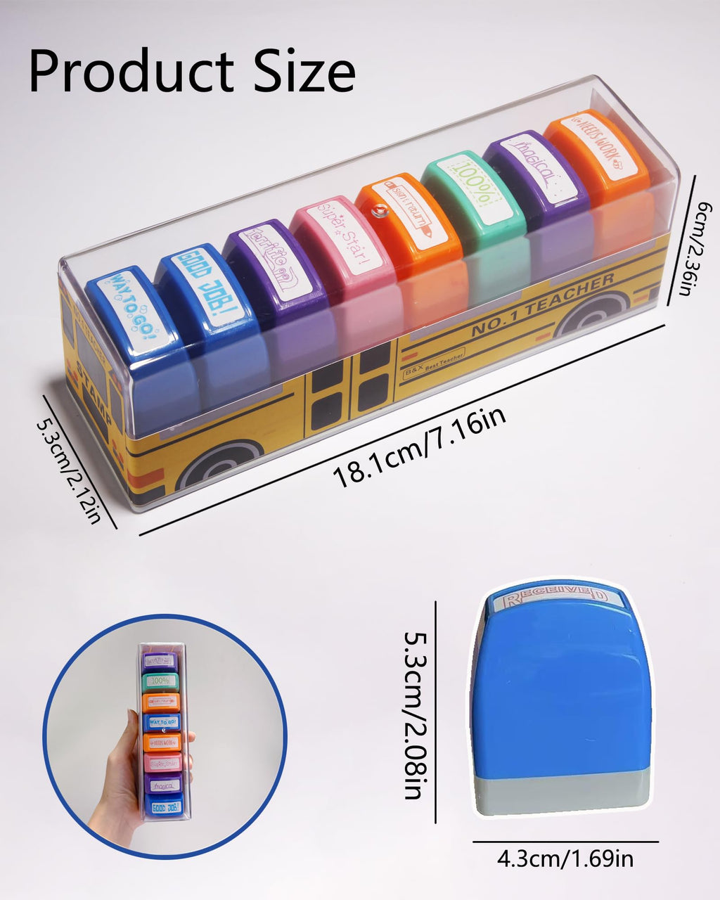 WAFJAMF 8-Pack Self-Inking Teacher Stamps – Motivational Grading Stamps for Homework, Classroom Rewards, Elementary Educators