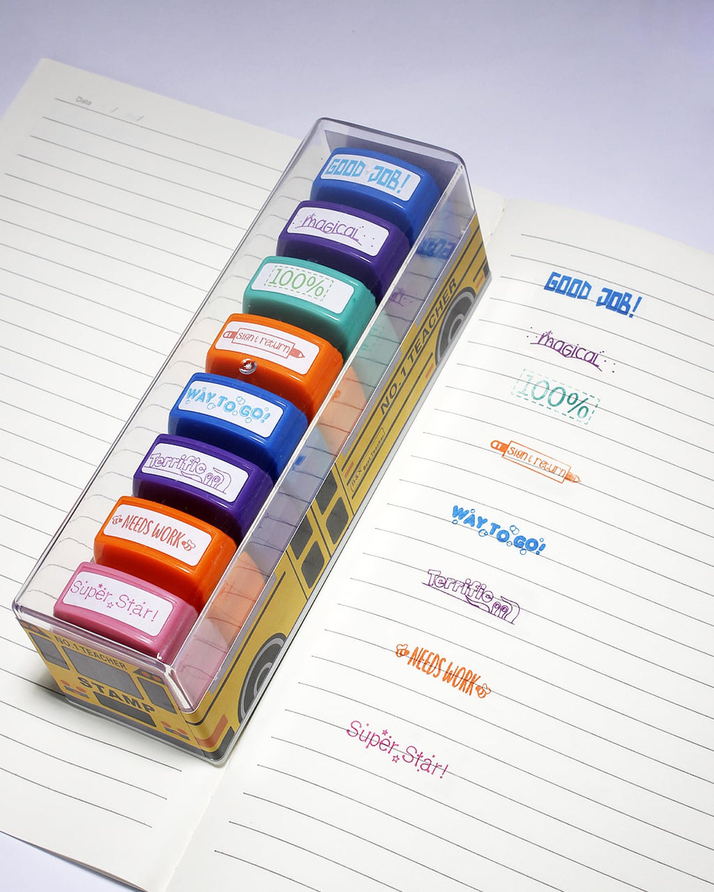 WAFJAMF 8-Pack Self-Inking Teacher Stamps – Motivational Grading Stamps for Homework, Classroom Rewards, Elementary Educators