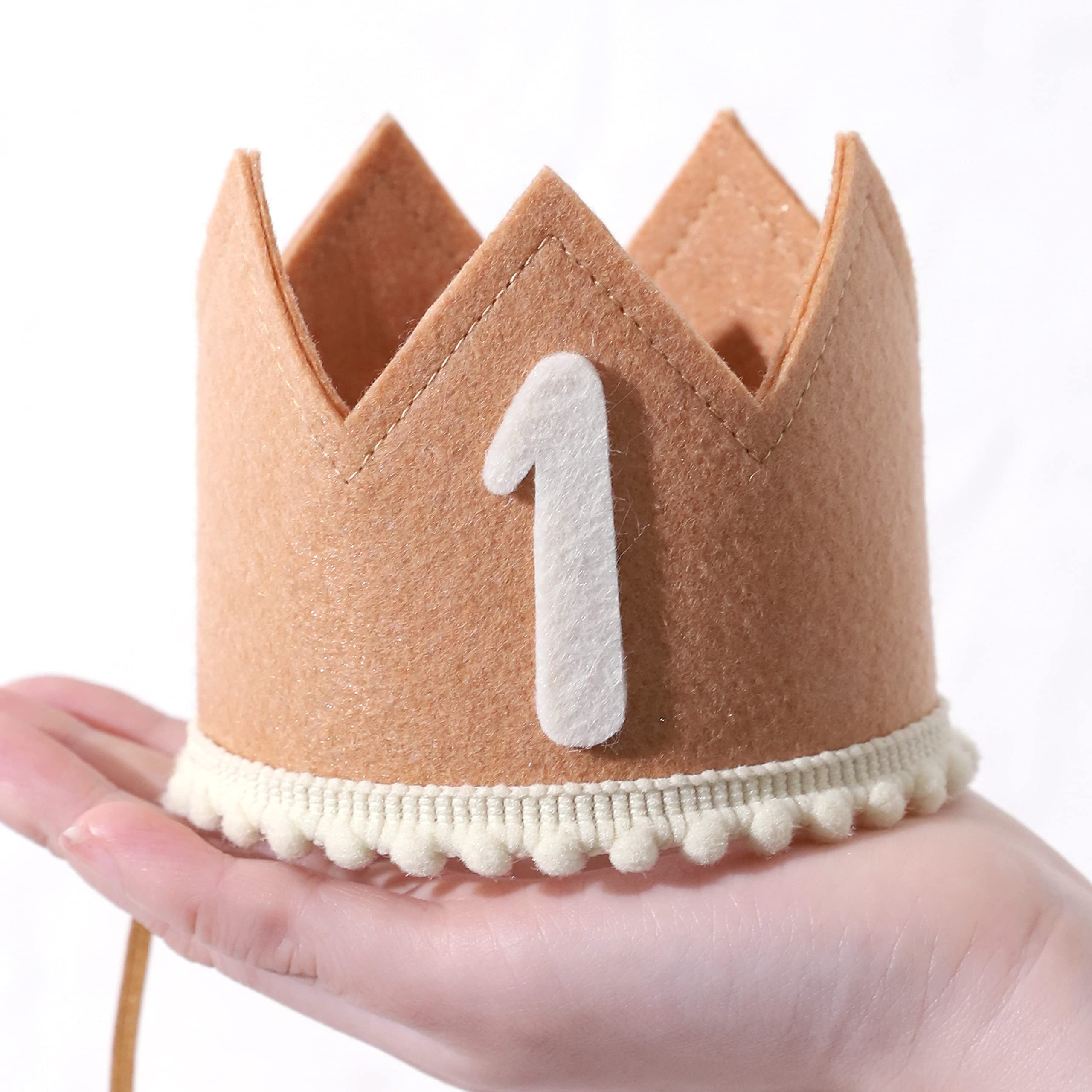 WAHAWU Baby 1st Birthday Crown - Pink Candy Color Headwear with Number 1 Design for Birthday Party Decor