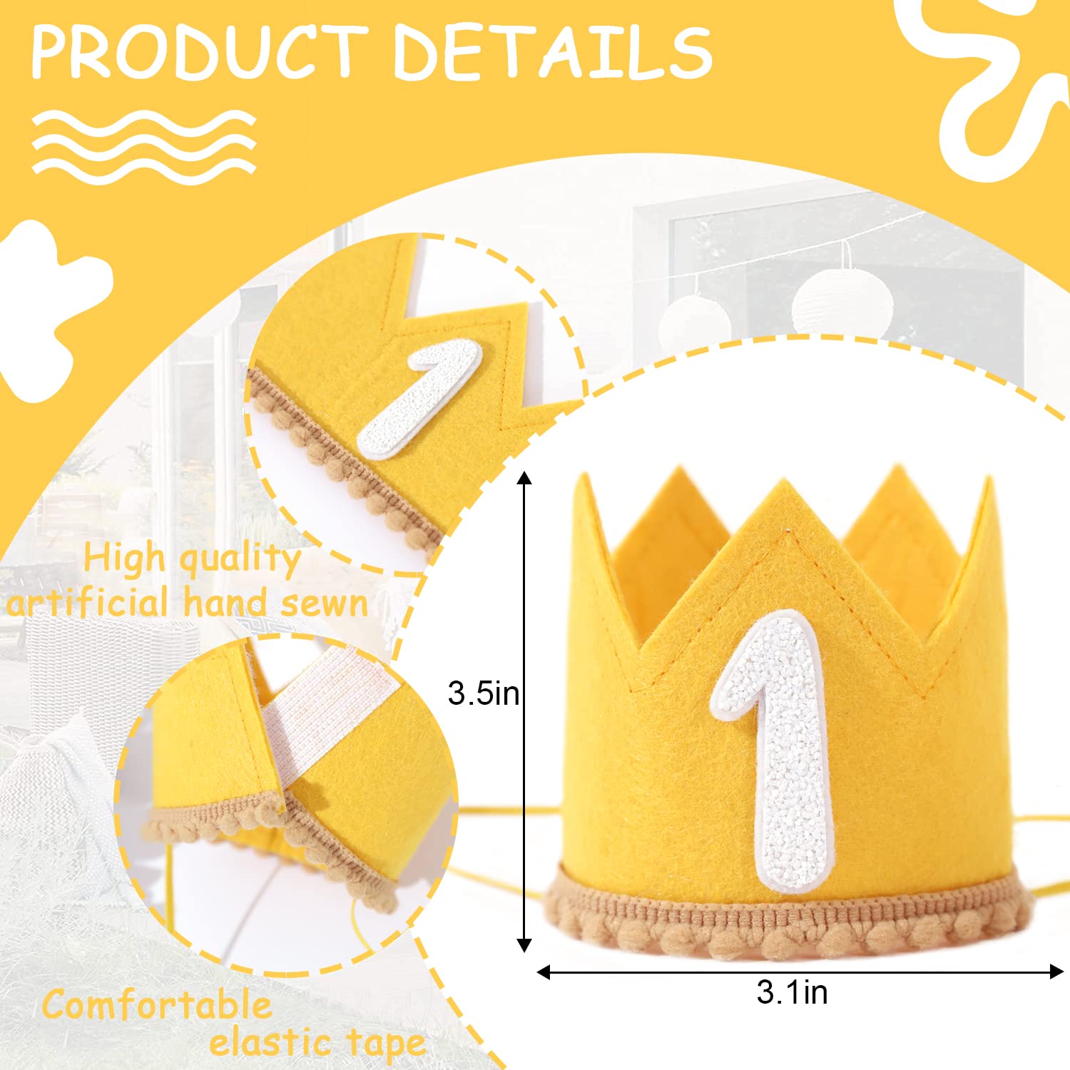 WAHAWU Baby 1st Birthday Crown – Pink Candy Color Headwear for First Birthday Party