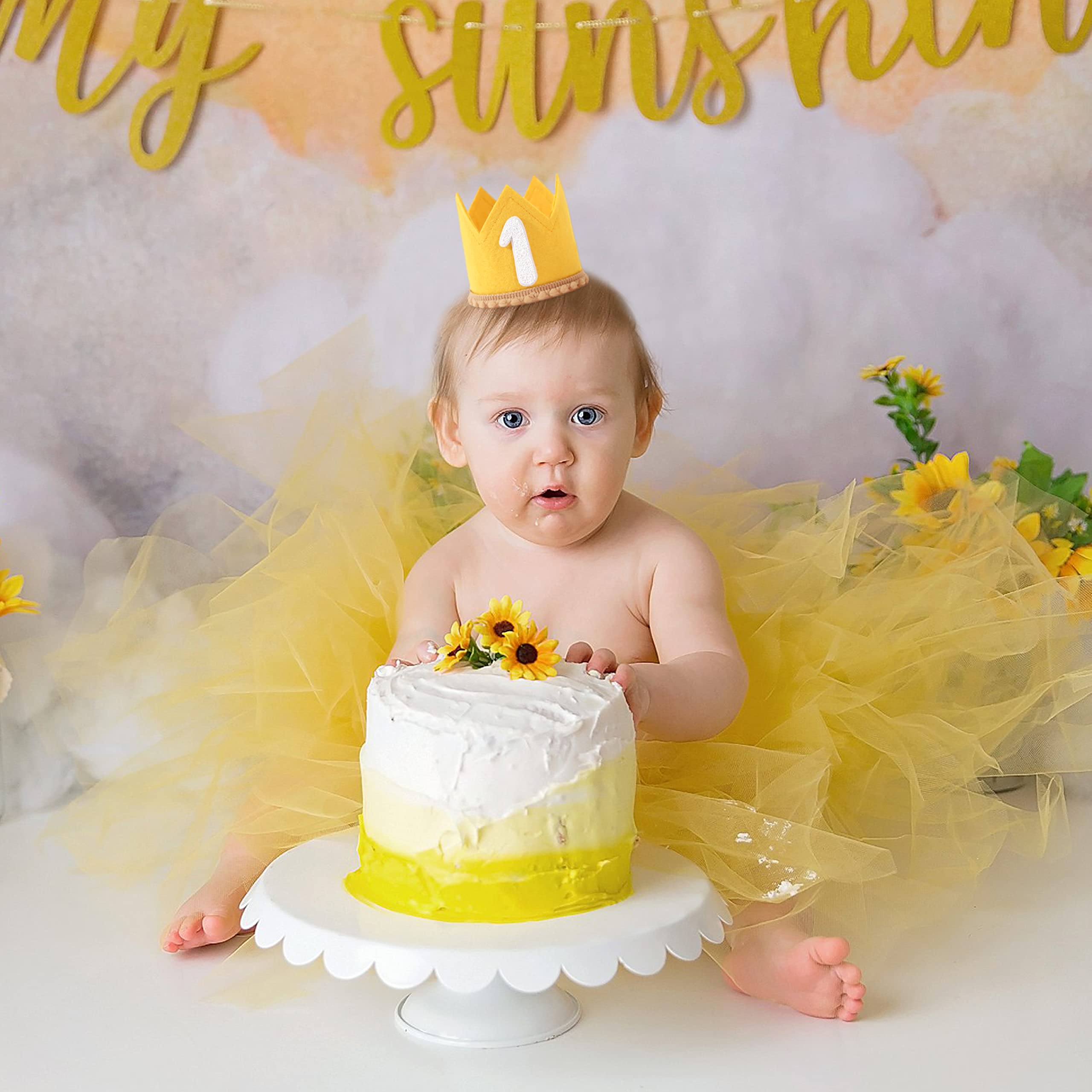WAHAWU Baby 1st Birthday Crown – Pink Candy Color Headwear for First Birthday Party