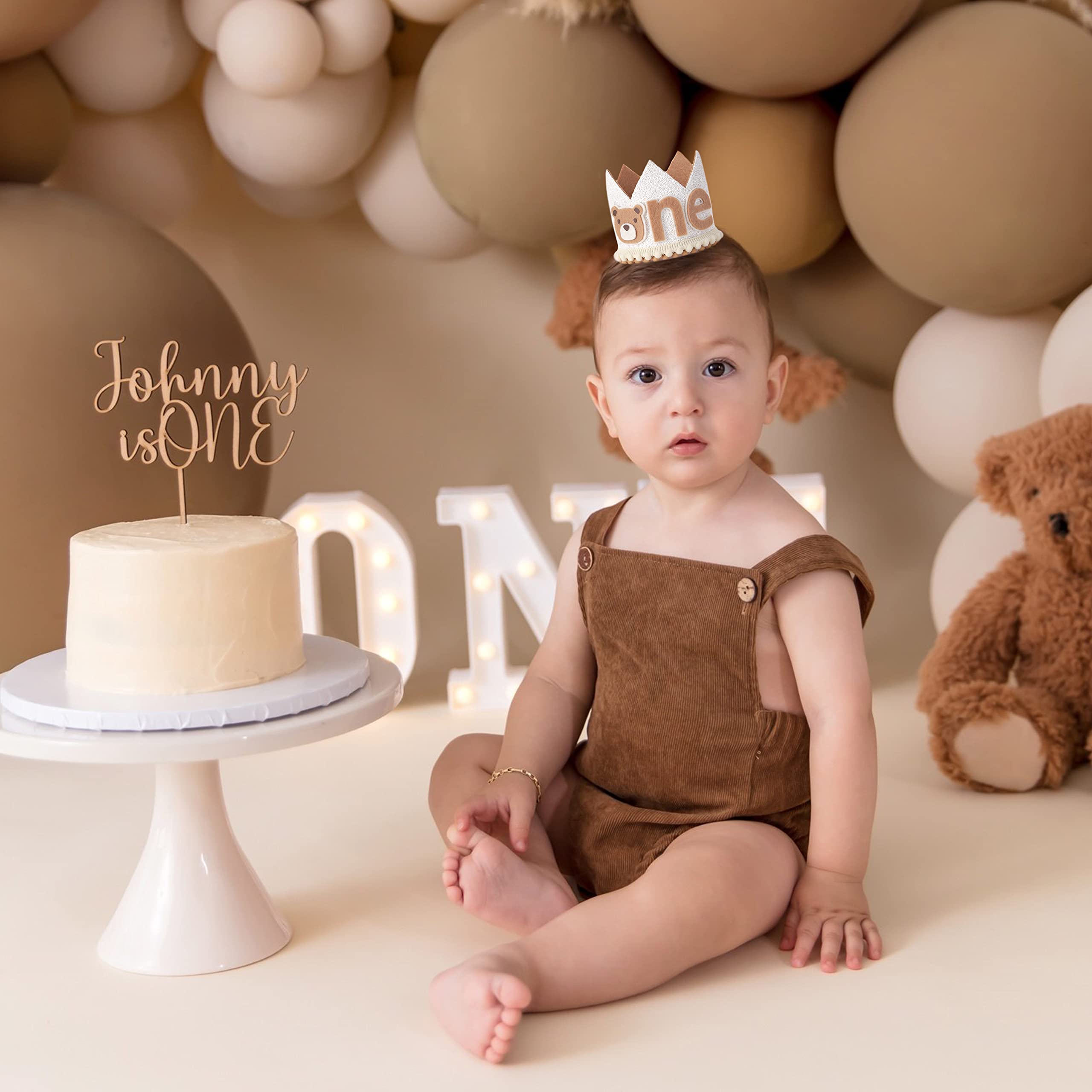 WAHAWU Little Bear Wild One First Birthday Crown Hat – Neutral Baby Headwear for Boys & Girls