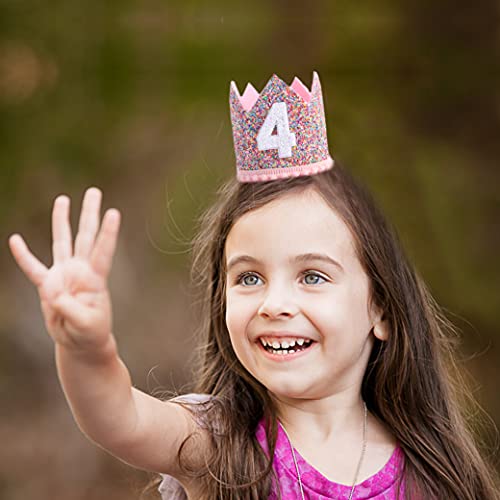 WAHAWU Rainbow Crown – Handmade Glitter Birthday Hat for Girls, 4th Party Photo Prop