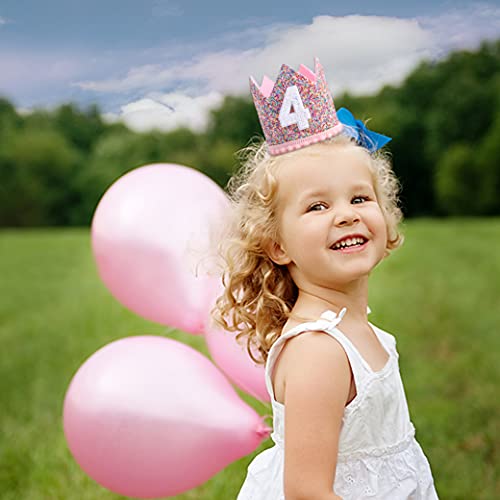 WAHAWU Rainbow Crown – Handmade Glitter Birthday Hat for Girls, 4th Party Photo Prop