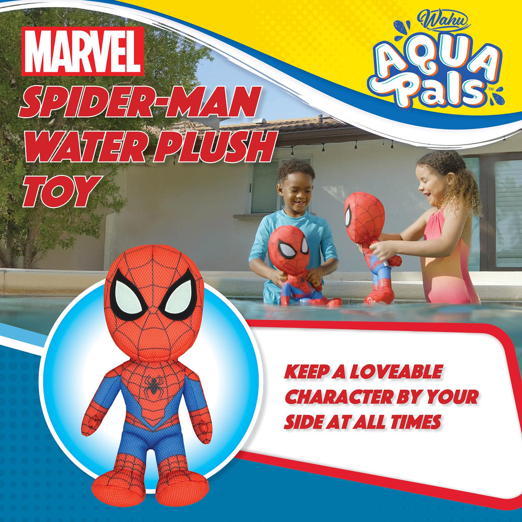 WAHU Aqua Pals Spider-Man Water-Ready Plush Toy – 16-Inch Washable Pool & Bath Friend for Kids 2+