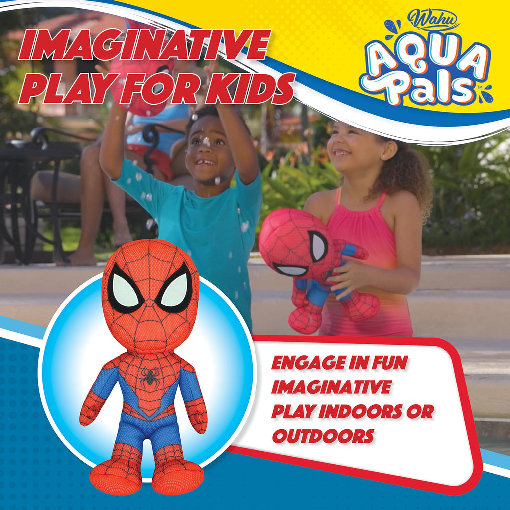 WAHU Aqua Pals Spider-Man Water-Ready Plush Toy – 16-Inch Washable Pool & Bath Friend for Kids 2+